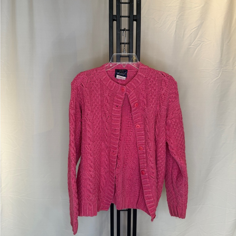 Woolrich Women's Pink‎ Cable Knit Cardigan (vintage)